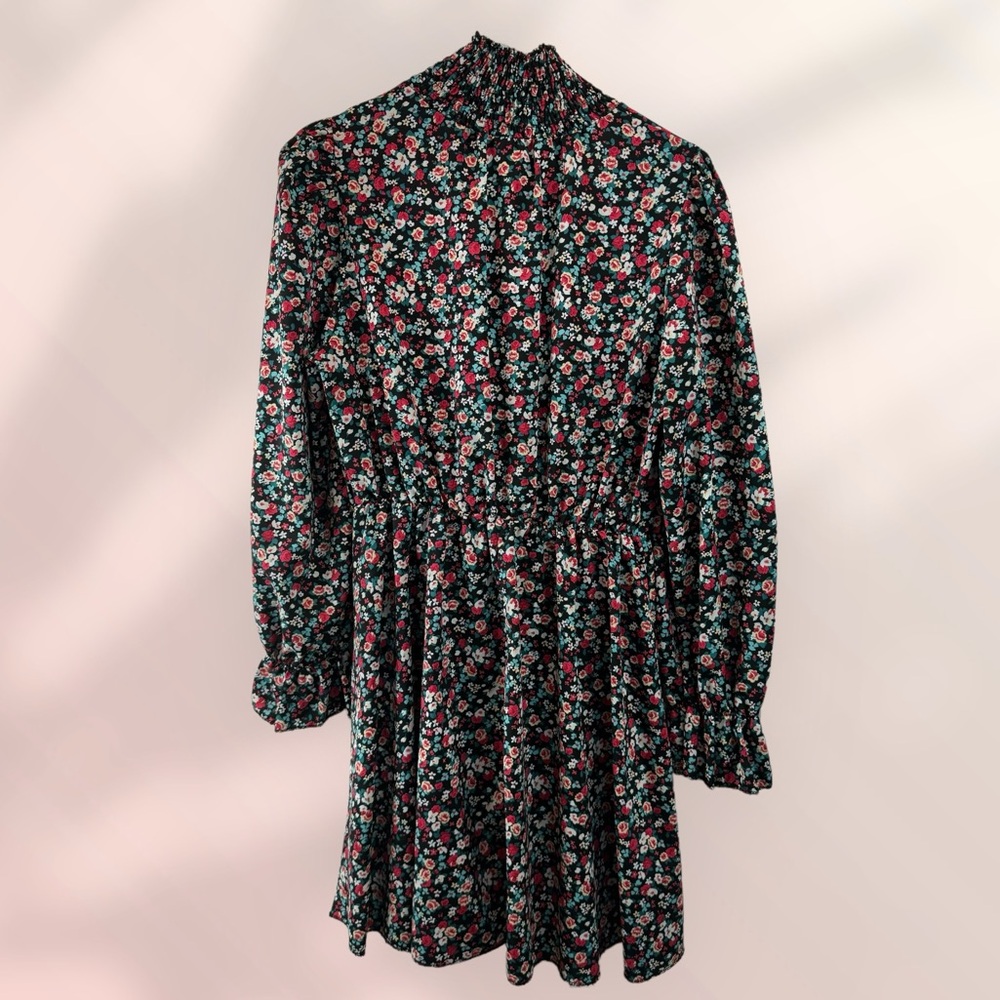 Floral, long sleeve dress turtleneck
